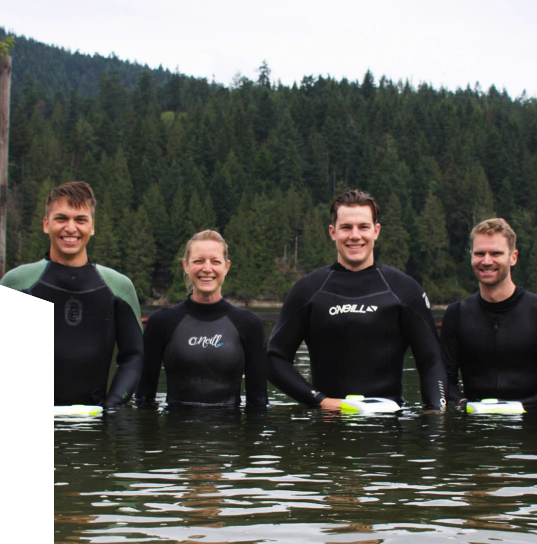 AquaEye team in the water with the AquaEye Pro